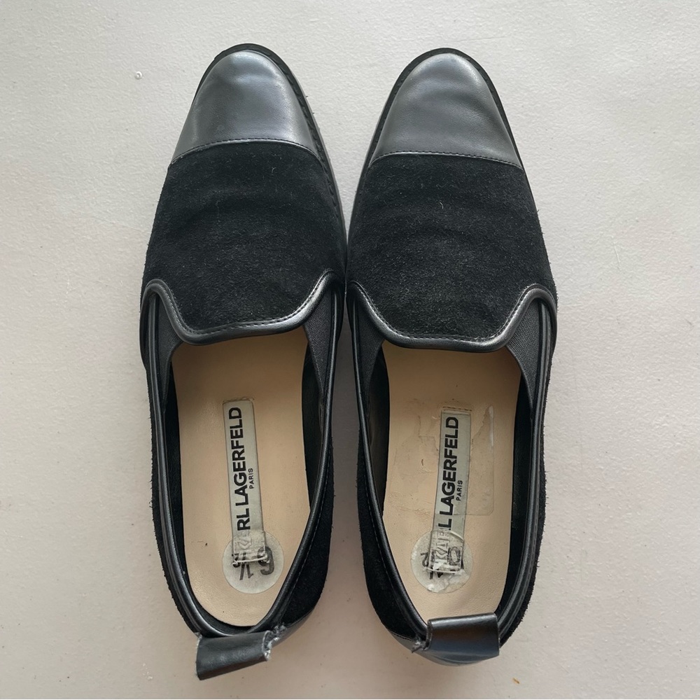 KARL LAGERFELD Cler8 Suede Leather Slip-On Loafers Women’s Size 6.5 - Picture 4 of 9